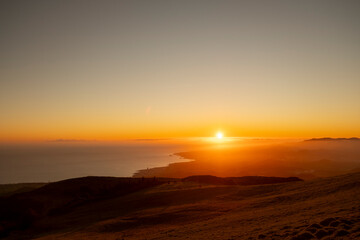 Wall Mural - Magnificent sunset over the Atlantic Ocean. Sao Miguel, Azores, Portugal, Europe.