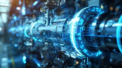futuristic industrial machinery with digital interface - close-up of futuristic industrial machinery