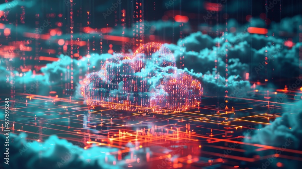 Cloud computing technology enables digital information storage in data ...