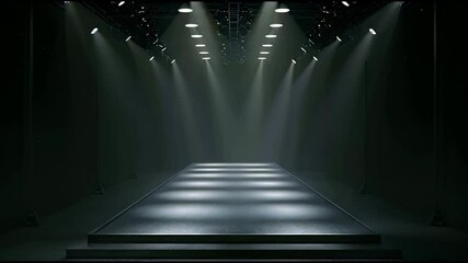 Wall Mural - Empty catwalk with many spotlights, fashion event, runway podium stage	
