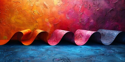 Wall Mural - Abstract colorful wave background with copyspace