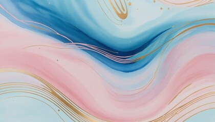Wall Mural - soft gradient watercolor illustration with pastel pink, purple, and gold details on white paper - a 