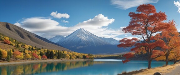 Wall Mural - Foliage Reflections: A Vibrant View of Autumn in the Mirror Lake National Park