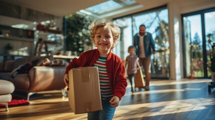 Canvas Print - The child with moving box