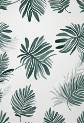 Wall Mural - Graphic botanical illustration featuring a beautiful vintage leaf design on a white background with intricate details and a seamless pattern