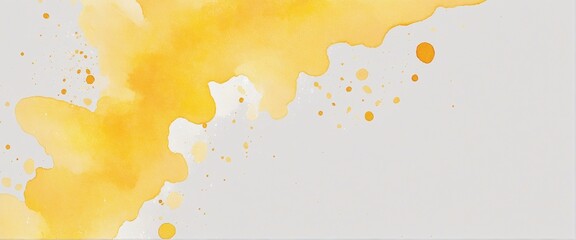 Wall Mural - bright yellow watercolor design on white background: a hand-drawn illustration perfect for summer wa