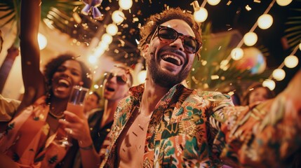 Canvas Print - A Group of Partygoers Celebrating