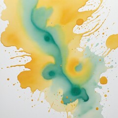 Wall Mural - Vibrant yellow abstract watercolor pattern with artistic texture on white paper