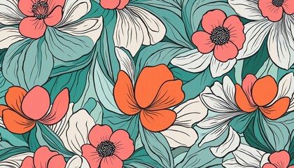 Wall Mural - Colorful and modern floral design for children's fashion cover in a seamless pattern illustration