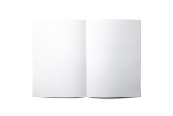mock up of a blank booklet with spread isolated on white. white sheet of paper with a vertical fold 