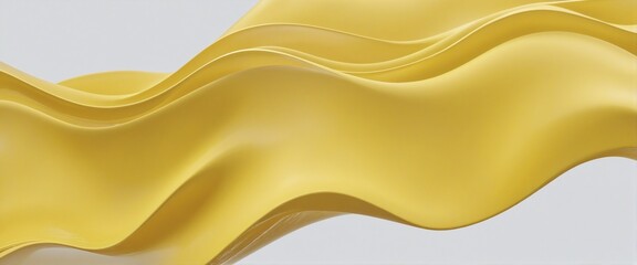 Wall Mural - Abstract three-dimensional wave shape design in modern yellow colors, isolated on a clean and minimalist background