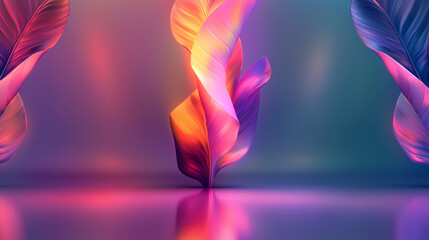 Wall Mural - An abstract background made of tropical leaves, neon colors