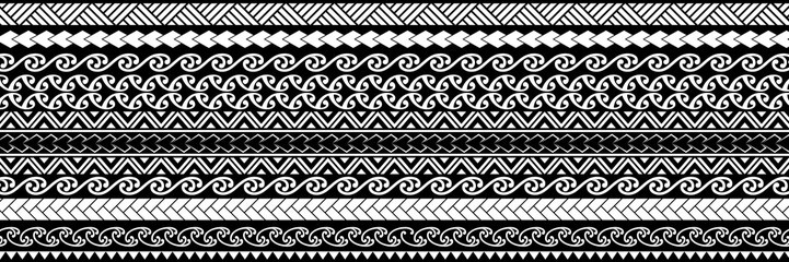 Wall Mural - Polynesian Maori pattern design illustration. Straight line pattern. Tattoo and other design backgrounds 마오리 문양 패턴 디자인