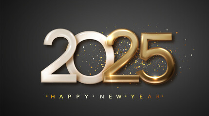 Wall Mural - 2025 happy new year. premium holiday design for poster, banner, greeting for christmas and new year 