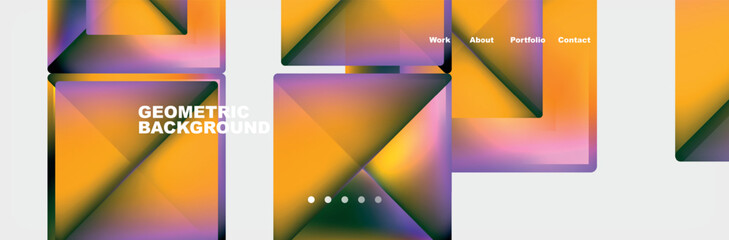 Colorful fluid gradient triangles and squares web site template. Vector Illustration For Wallpaper, Banner, Background, Card, Book Illustration, landing page