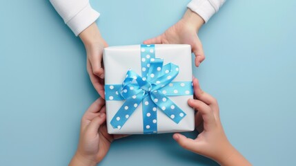 Canvas Print - The wrapped gift with ribbon