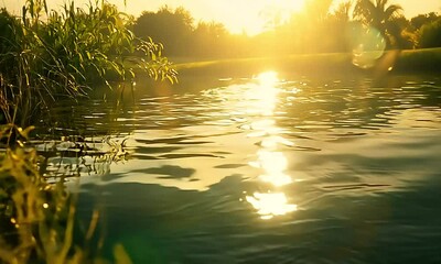 Canvas Print - sunset over the river