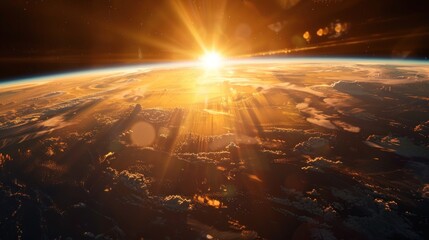 The sun is shining brightly on the planet creating a warm
