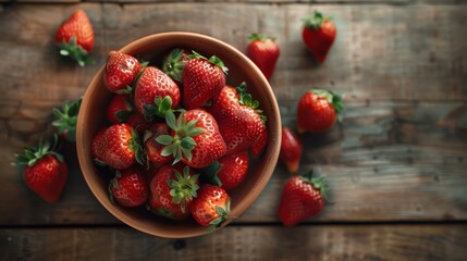 Wall Mural - The bowl of fresh strawberries