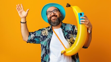 Wall Mural - The man and inflatable banana