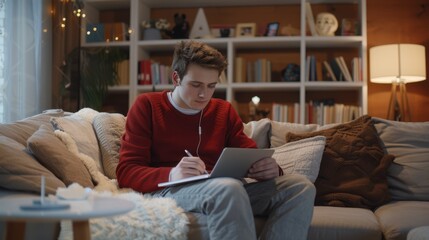 Canvas Print - The young man studying