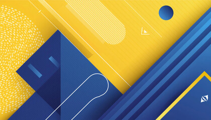 Wall Mural - Geometric abstract background in yellow and blue, illustration.