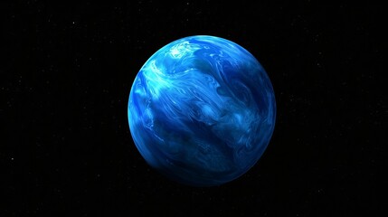 A mystifying blue planetary body showcasing fluid glowing patterns and swirling designs, set against the infinite cosmic expanse of outer space, drawing viewers in.