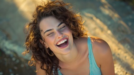 Wall Mural - The joyful woman laughing