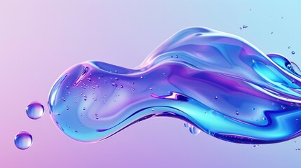 blue and purple gradient color floating liquid blob. 3d rendering picture