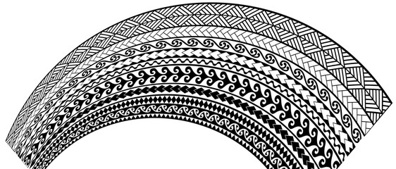 Wall Mural - Polynesian Maori traditional pattern design illustration. Perspective style. Tattoo and other design backgrounds 폴리네시아 마오리 전통 문양 패턴 디자인