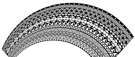 Wall Mural - Polynesian Maori traditional pattern design illustration. Perspective style. Tattoo and other design backgrounds 폴리네시아 마오리 전통 문양 패턴 디자인