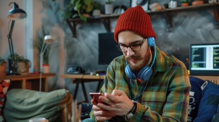 Canvas Print - The man with headphones