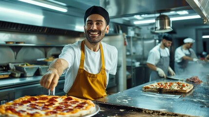 Wall Mural - The Chef with Fresh Pizza