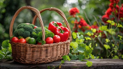 Wall Mural - A Basket of Fresh Vegetables