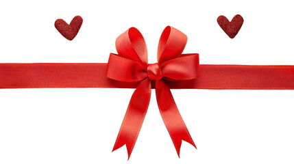 Wall Mural - A red ribbon for Valentine's Day isolated on transparent background.