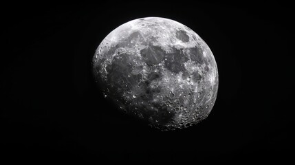lunar serenity: a mesmerizing grayscale close-up of the moon, showcasing its craters and textured su