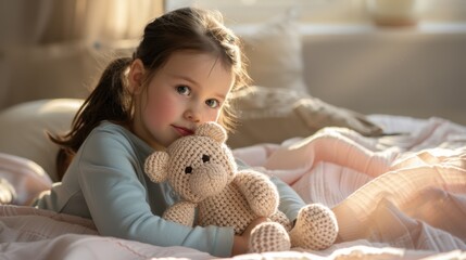 Canvas Print - The girl with teddy bear