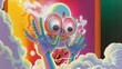 © Justin - Psychedelic skeleton reaching out from colorful cloudy dimension