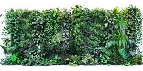 Sticker - Group of green plants growing on a wall, ideal for interior decoration or architectural photography