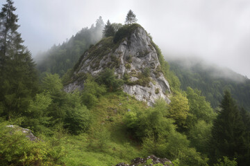 Wall Mural - Big rock in the mountain generative AI