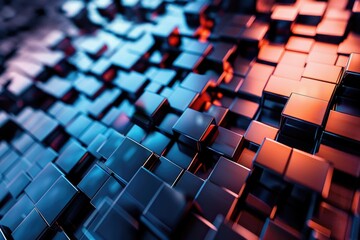 Wall Mural - A close-up shot of a group of metal cubes arranged in a compact formation