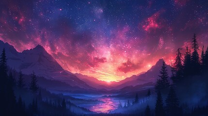 Wall Mural - Starry Veil: A Journey Across Celestial Realms