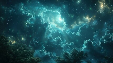 Wall Mural - Luminous Cosmos: Nightscape Revelations