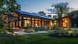 © Ramzan - Mid-century modern suburban home with an energy-efficient design, including triple-glazed windows and solar panels