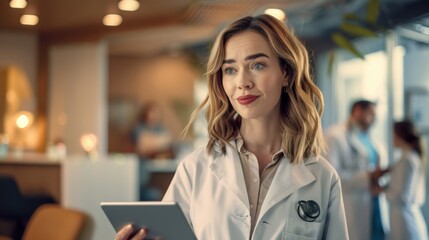 Poster - The female doctor with tablet