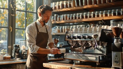 Canvas Print - The Barista Making Espresso