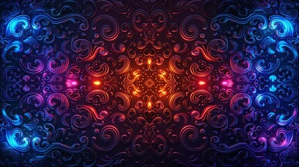 Wall Mural - Abstract colorful swirls and patterns with vibrant red, blue, and purple hues.