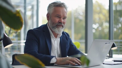 Canvas Print - The senior businessman working