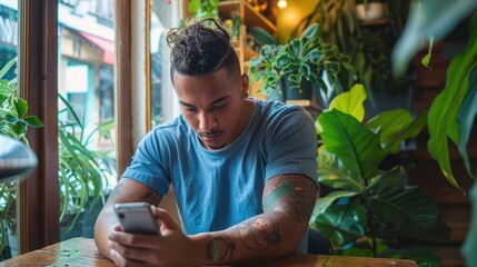 Canvas Print - The man with smartphone