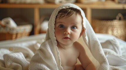 Poster - The baby in white towel